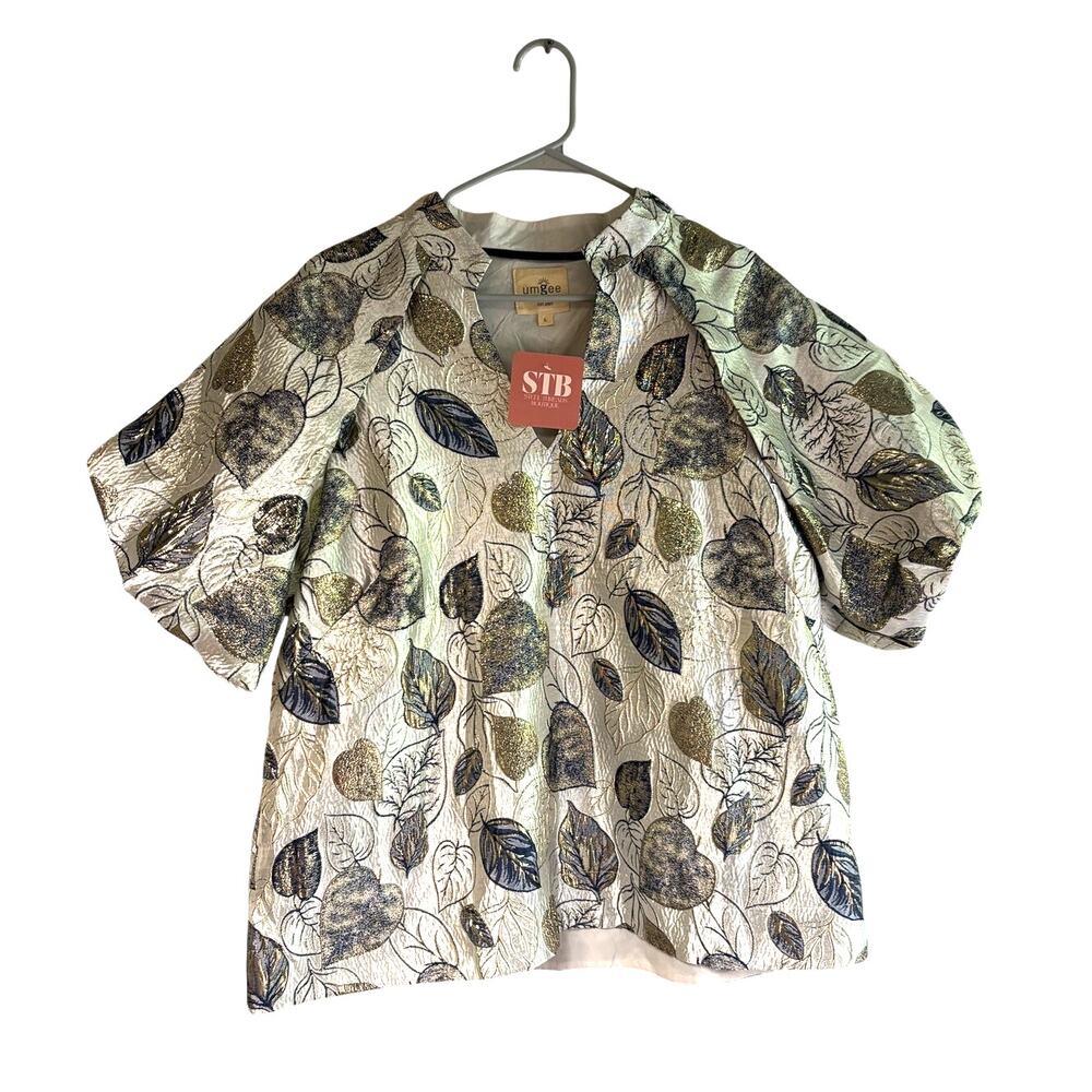 Umgee Steel Threads Metallic Party Top Womens L NWT New Years Holiday